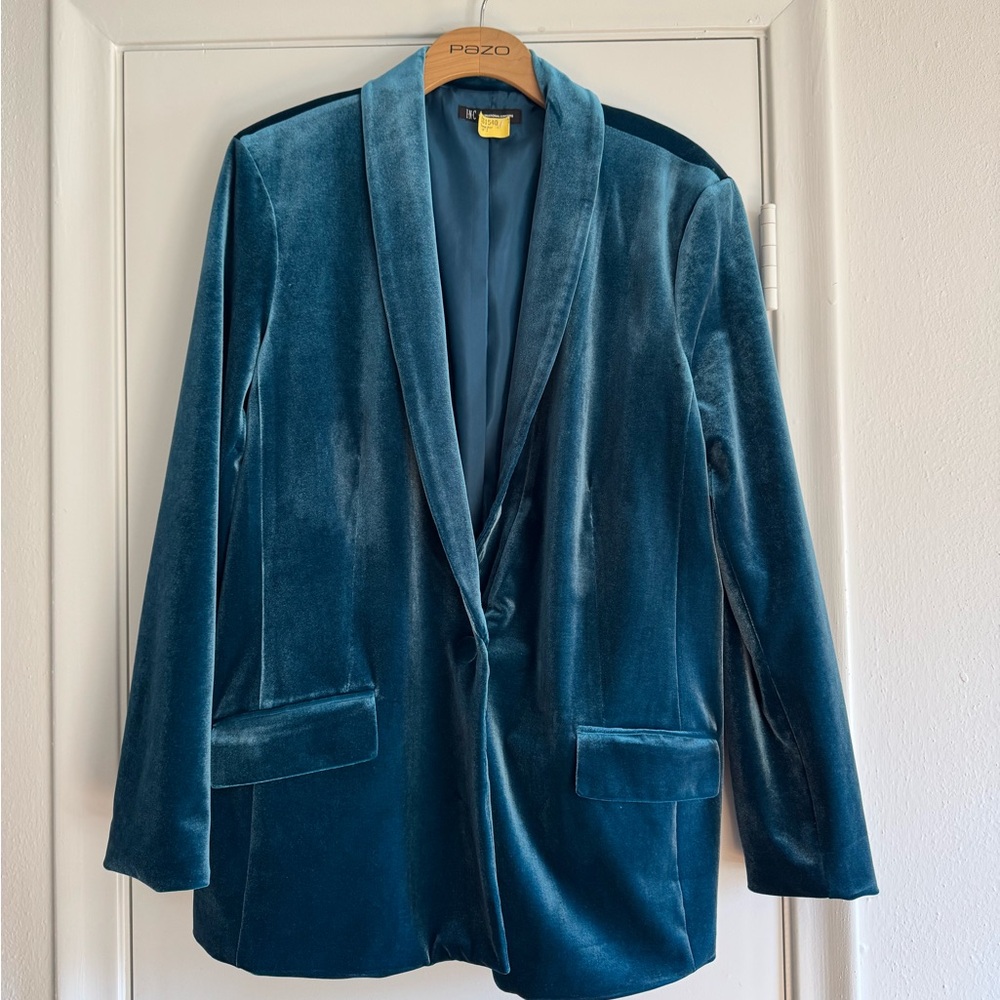 INC Concepts Teal Velvet Blazer